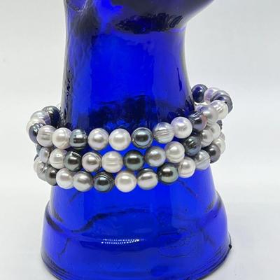 LOT 108: Set of Three Honora Pearl Stretch Bracelets