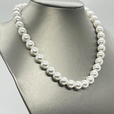 LOT 110: Simulated Pearl Necklace (18" + 3" Ext.) & Two Pair of Matching Earrings