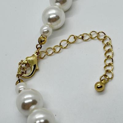 LOT 110: Simulated Pearl Necklace (18" + 3" Ext.) & Two Pair of Matching Earrings