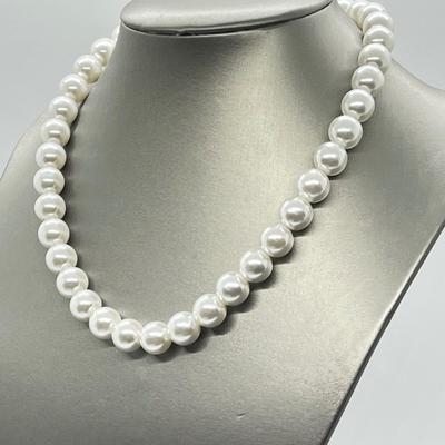 LOT 110: Simulated Pearl Necklace (18" + 3" Ext.) & Two Pair of Matching Earrings