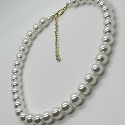 LOT 110: Simulated Pearl Necklace (18" + 3" Ext.) & Two Pair of Matching Earrings