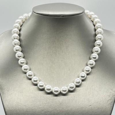 LOT 110: Simulated Pearl Necklace (18" + 3" Ext.) & Two Pair of Matching Earrings
