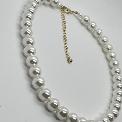 LOT 110: Simulated Pearl Necklace (18" + 3" Ext.) & Two Pair of Matching Earrings