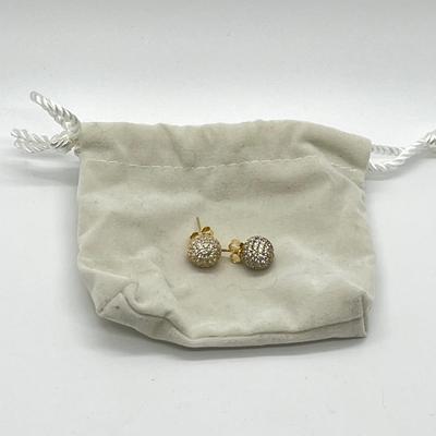 LOT 115: Gold Vermeil on Sterling Silver and CZ Stud Earrings Milor Italy