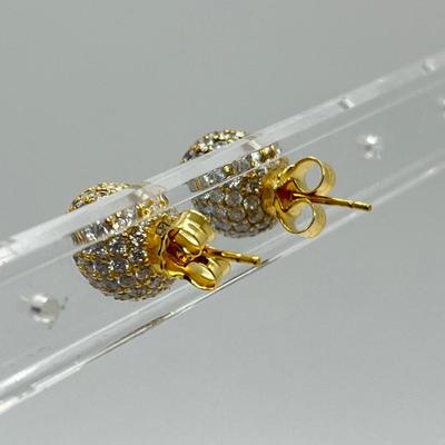 LOT 115: Gold Vermeil on Sterling Silver and CZ Stud Earrings Milor Italy