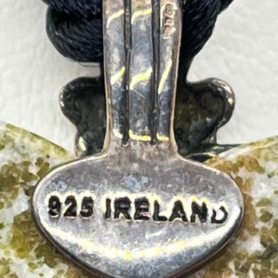 LOT 116: Connemara Marble and Sterling Heart Pendant -Made in Ireland - on 18" Cord Necklace