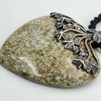 LOT 116: Connemara Marble and Sterling Heart Pendant -Made in Ireland - on 18" Cord Necklace
