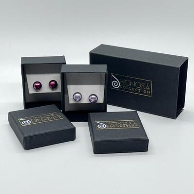 LOT 119: Two Pairs of Honora Cultured Pearl Stud Earrings