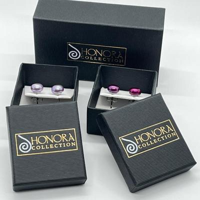 LOT 119: Two Pairs of Honora Cultured Pearl Stud Earrings