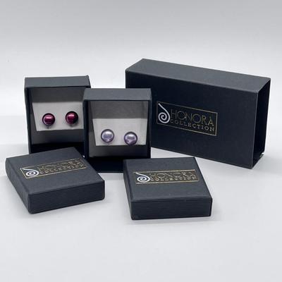 LOT 119: Two Pairs of Honora Cultured Pearl Stud Earrings