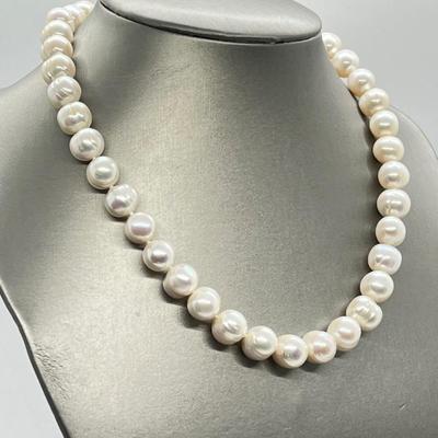 LOT 127: Honora 10.5mm Ringed Cultured Pearl 18" Necklace with Sterling Silver Clasp