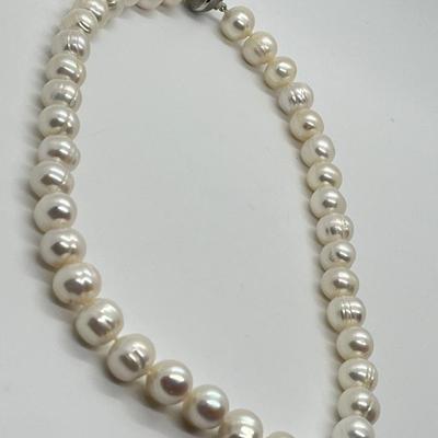 LOT 127: Honora 10.5mm Ringed Cultured Pearl 18" Necklace with Sterling Silver Clasp