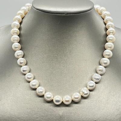 LOT 127: Honora 10.5mm Ringed Cultured Pearl 18" Necklace with Sterling Silver Clasp