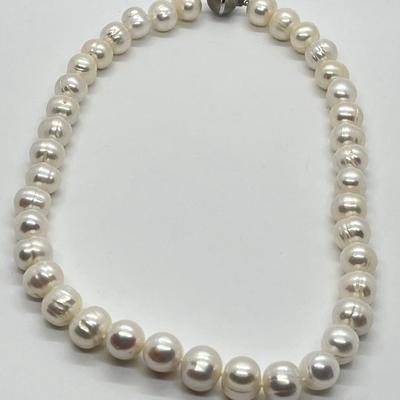 LOT 127: Honora 10.5mm Ringed Cultured Pearl 18" Necklace with Sterling Silver Clasp