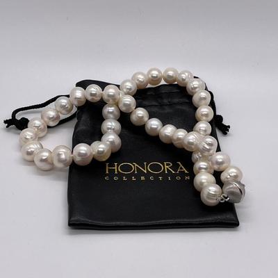 LOT 127: Honora 10.5mm Ringed Cultured Pearl 18" Necklace with Sterling Silver Clasp
