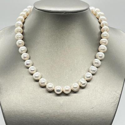 LOT 127: Honora 10.5mm Ringed Cultured Pearl 18" Necklace with Sterling Silver Clasp