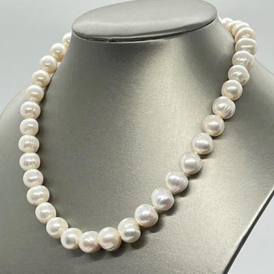 LOT 127: Honora 10.5mm Ringed Cultured Pearl 18" Necklace with Sterling Silver Clasp