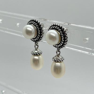 LOT 129: Honora Cultured Freshwater Pearl and Sterling Silver Earrings