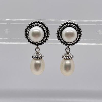 LOT 129: Honora Cultured Freshwater Pearl and Sterling Silver Earrings
