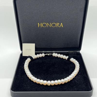 LOT 131: Honora 10mm Rondel Cultured Freshwater Pearl 17" Necklace