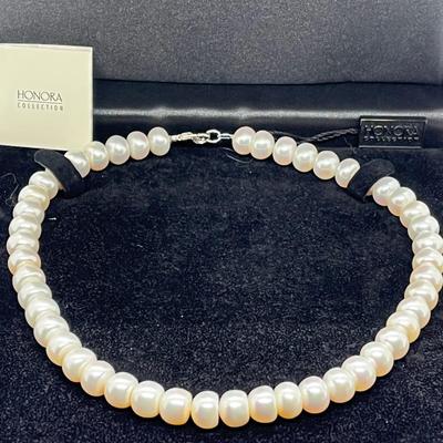 LOT 131: Honora 10mm Rondel Cultured Freshwater Pearl 17" Necklace