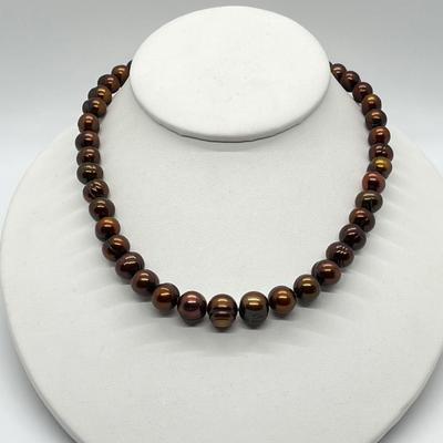 LOT 132: Honora Chocolate 9-11.5mm Ringed Cultured Freshwater Pearl 18" Necklace