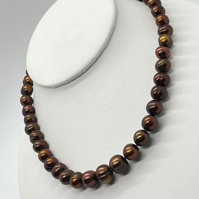 LOT 132: Honora Chocolate 9-11.5mm Ringed Cultured Freshwater Pearl 18" Necklace