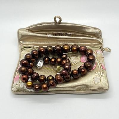LOT 132: Honora Chocolate 9-11.5mm Ringed Cultured Freshwater Pearl 18" Necklace