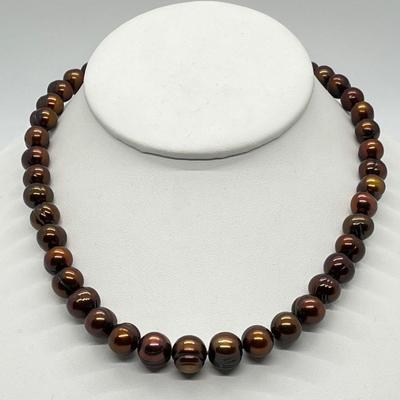 LOT 132: Honora Chocolate 9-11.5mm Ringed Cultured Freshwater Pearl 18" Necklace