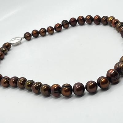 LOT 132: Honora Chocolate 9-11.5mm Ringed Cultured Freshwater Pearl 18" Necklace