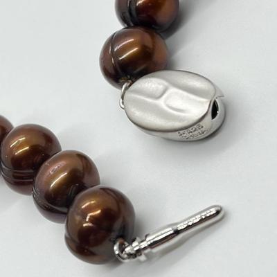 LOT 132: Honora Chocolate 9-11.5mm Ringed Cultured Freshwater Pearl 18" Necklace
