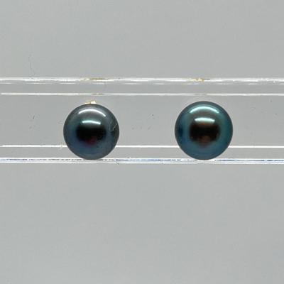 LOT 133: Honora 8mm Black Cultured Freshwater Pearl Stud Earrings with 14K Gold Posts
