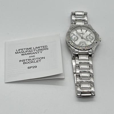 LOT 134: Diamonique Silvertone Sub-Dial Adjustable Bracelet Watch (Needs Battery)