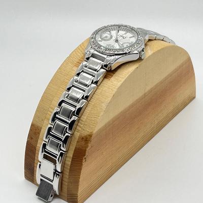 LOT 134: Diamonique Silvertone Sub-Dial Adjustable Bracelet Watch (Needs Battery)