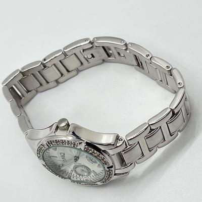 LOT 134: Diamonique Silvertone Sub-Dial Adjustable Bracelet Watch (Needs Battery)