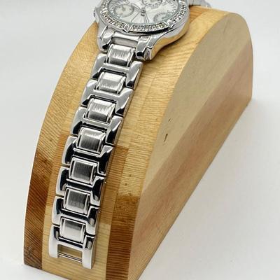LOT 134: Diamonique Silvertone Sub-Dial Adjustable Bracelet Watch (Needs Battery)