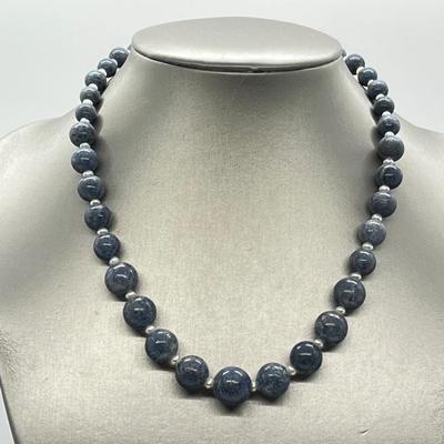 LOT 135: Lee Sands Blue Sponge Coral 18" Necklace with Sterling Silver Clasp