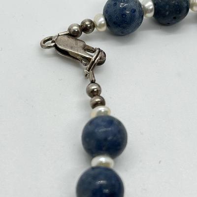 LOT 135: Lee Sands Blue Sponge Coral 18" Necklace with Sterling Silver Clasp