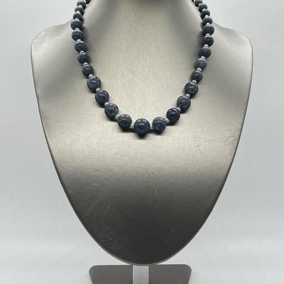 LOT 135: Lee Sands Blue Sponge Coral 18" Necklace with Sterling Silver Clasp
