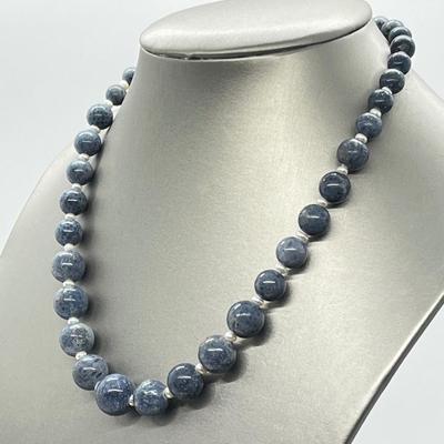 LOT 135: Lee Sands Blue Sponge Coral 18" Necklace with Sterling Silver Clasp