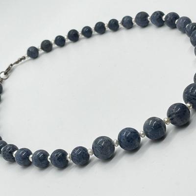 LOT 135: Lee Sands Blue Sponge Coral 18" Necklace with Sterling Silver Clasp