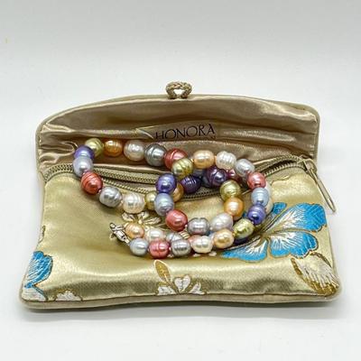 LOT 137: Honora 18" "Wildflowers" Graduated Ringed Cultured Pearl 18" Necklace with Sterling Clasp