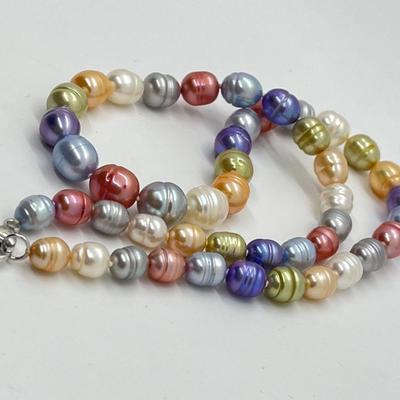 LOT 137: Honora 18" "Wildflowers" Graduated Ringed Cultured Pearl 18" Necklace with Sterling Clasp