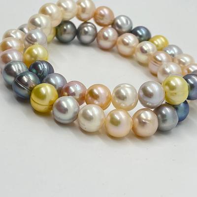 LOT 138: Honora Cultured Freshwater Pearl Multi-Color Set of Two Stretch Bracelets