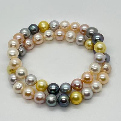 LOT 138: Honora Cultured Freshwater Pearl Multi-Color Set of Two Stretch Bracelets