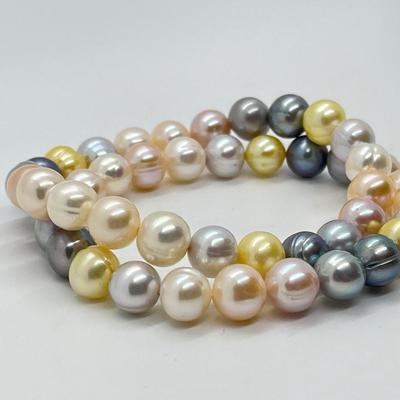 LOT 138: Honora Cultured Freshwater Pearl Multi-Color Set of Two Stretch Bracelets