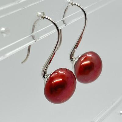 LOT 139: Honora Cherry Cultured Freshwater Pearl & Sterling Silver Drop Earrings