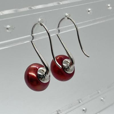 LOT 139: Honora Cherry Cultured Freshwater Pearl & Sterling Silver Drop Earrings