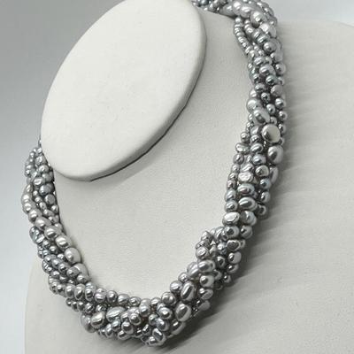 LOT 140: Honora Grey Cultured Freshwater Pearl 6-Strand Torsade 18" Necklace