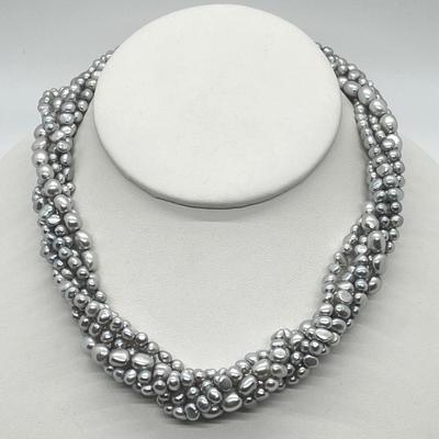 LOT 140: Honora Grey Cultured Freshwater Pearl 6-Strand Torsade 18" Necklace